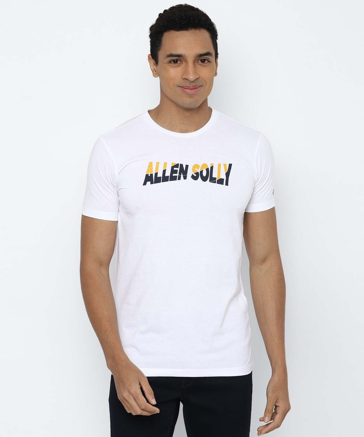 Image of Allen Solly Printed Men Round Neck White T-Shirt