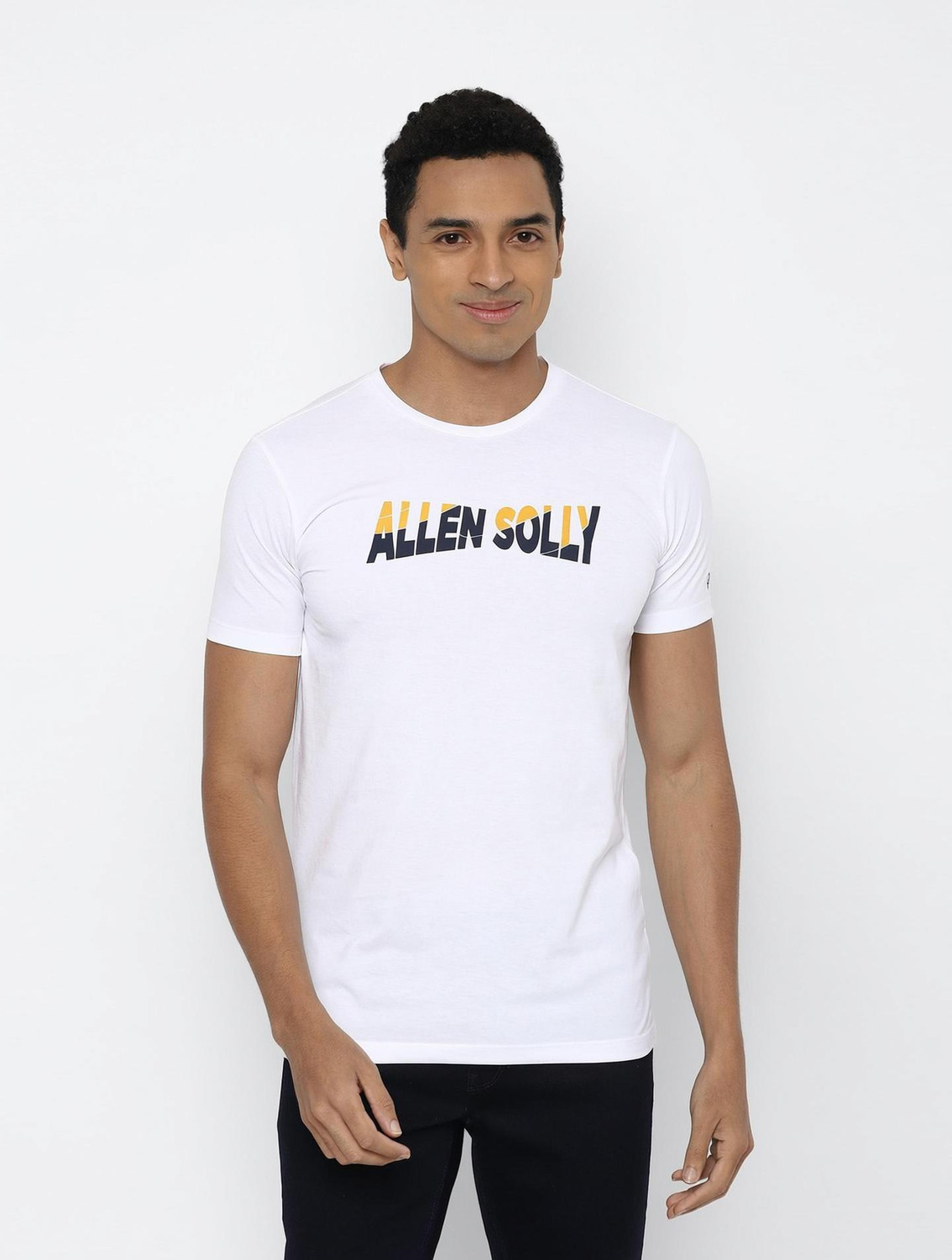 Image of Allen Solly Printed Men Round Neck White T-Shirt