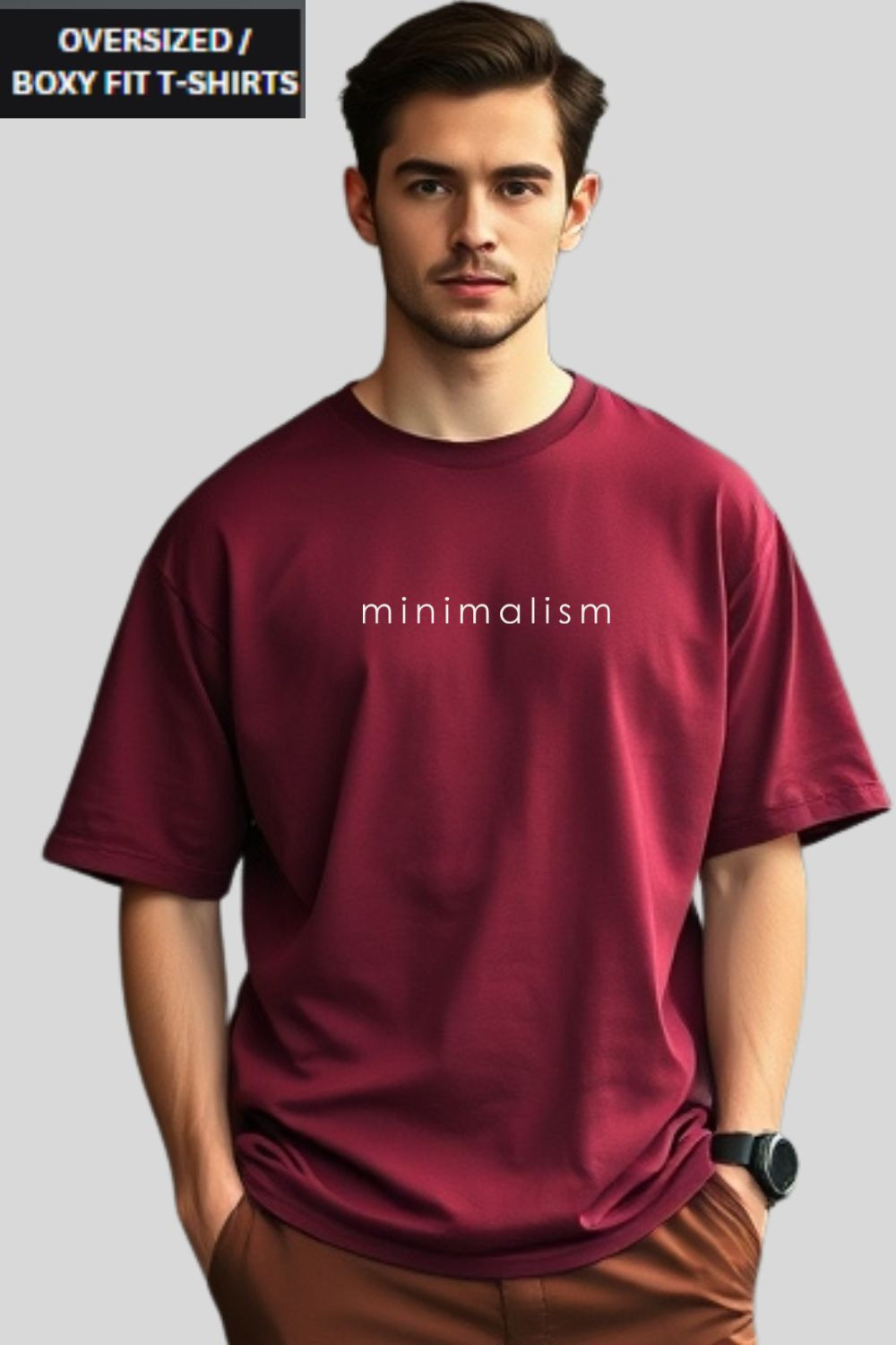 Image of UrGear Printed Men Round Neck Maroon T-Shirt