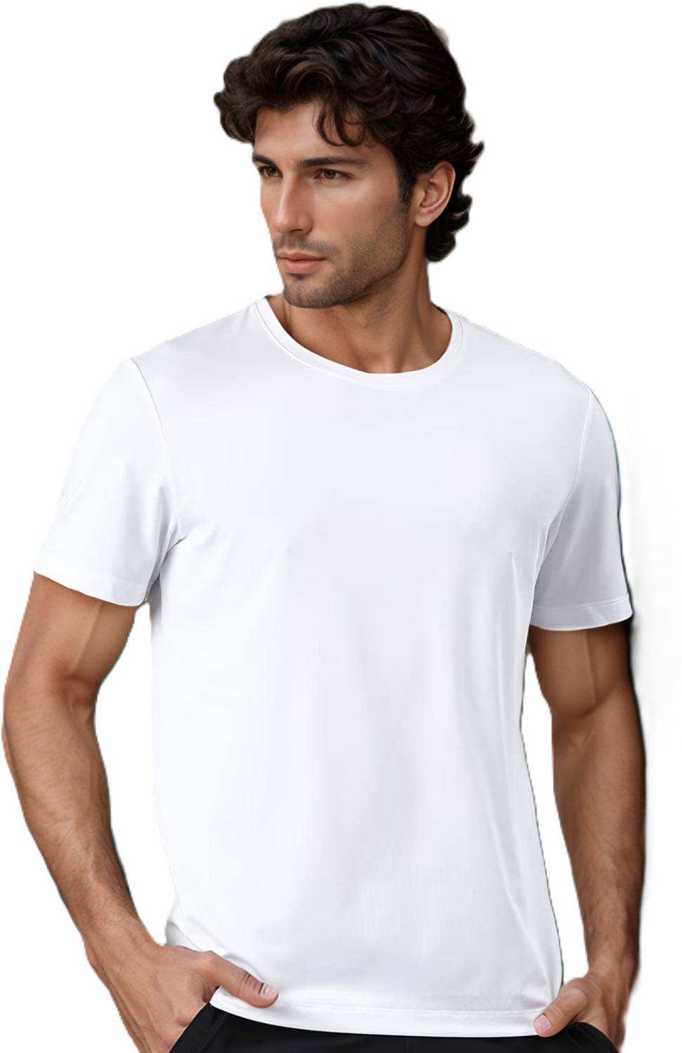 BlueFicus Solid Men Round Neck White T-Shirt