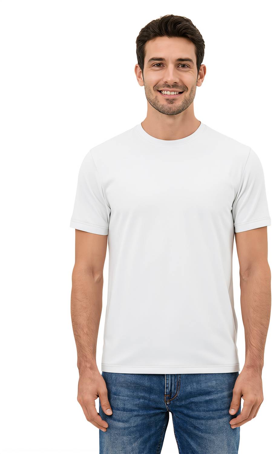 ESSA Men Solid Round Neck Pure Cotton White T-Shirt
