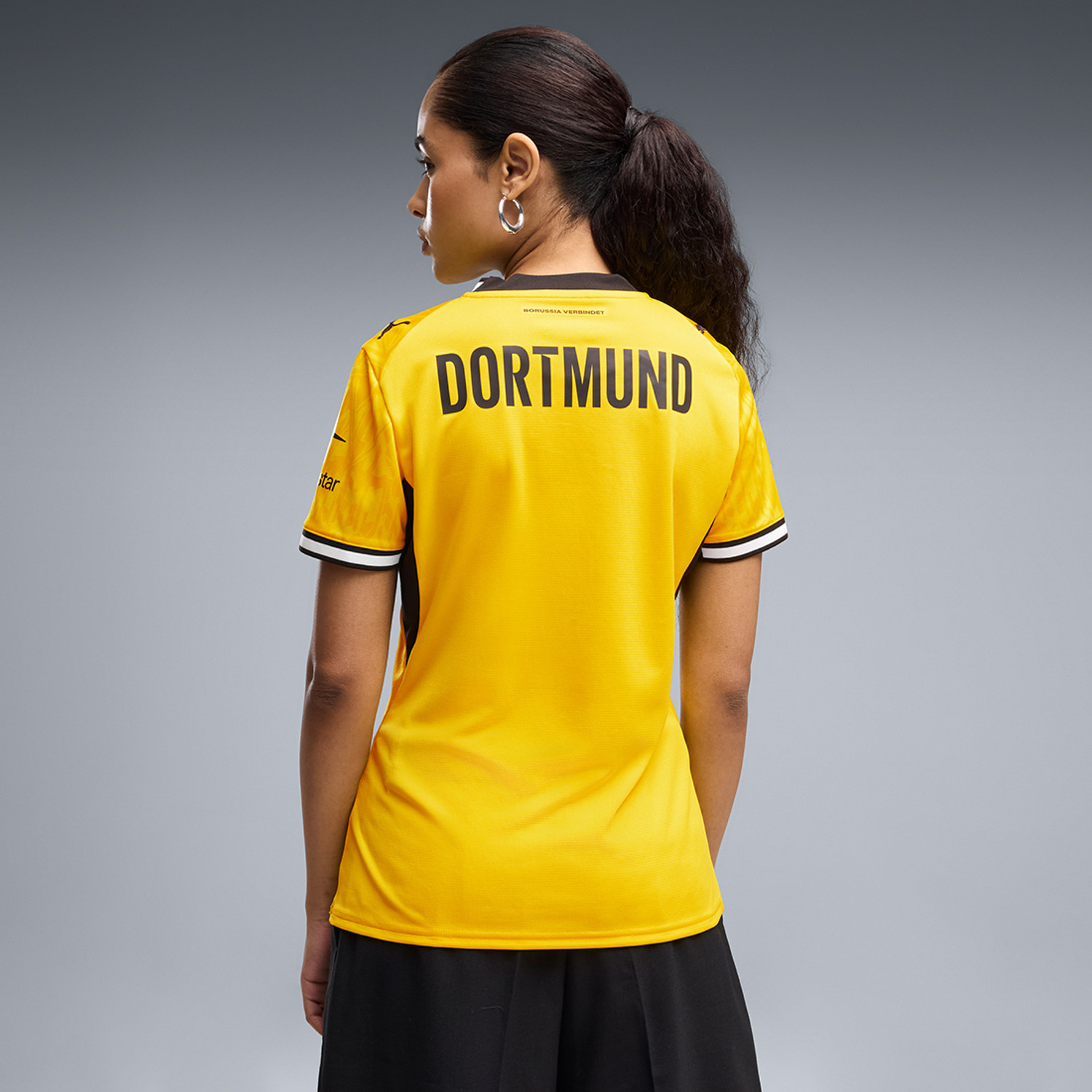 Image of PUMA Women Printed Crew Neck Polyester Yellow T-Shirt