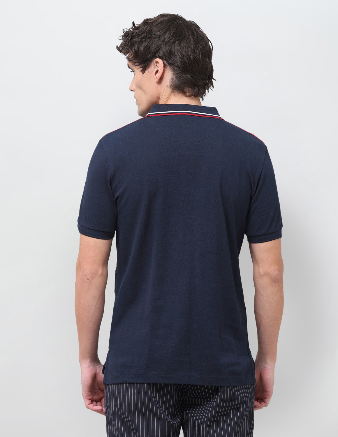 Image of U.S. POLO ASSN. Embroidered Men Polo Neck Blue T-Shirt