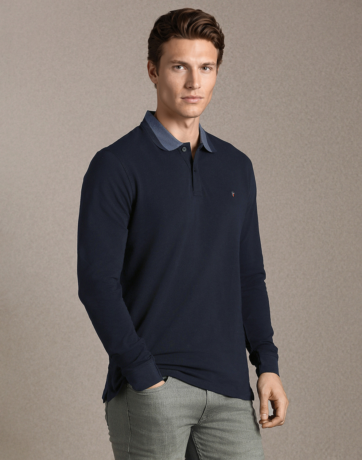Image of Louis Philippe Jeans Solid Men Polo Neck Blue T-Shirt