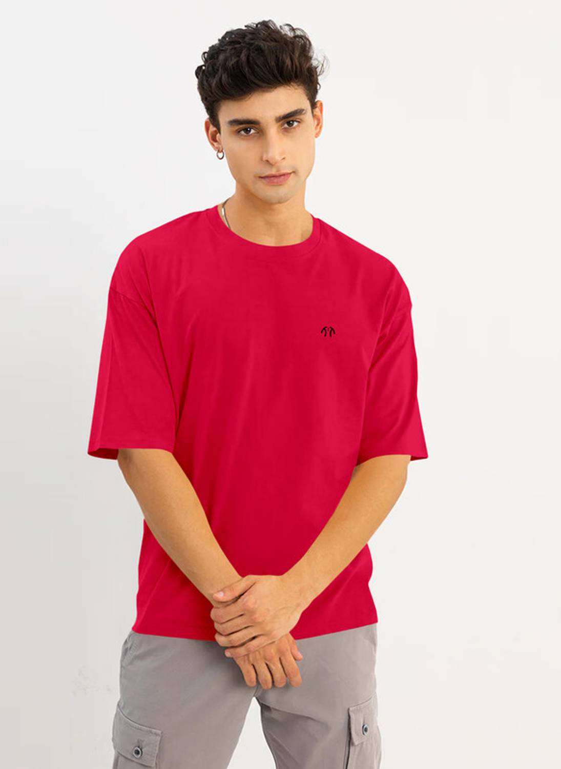 Triptee Men Printed, Typography Round Neck Cotton Blend Red T-Shi