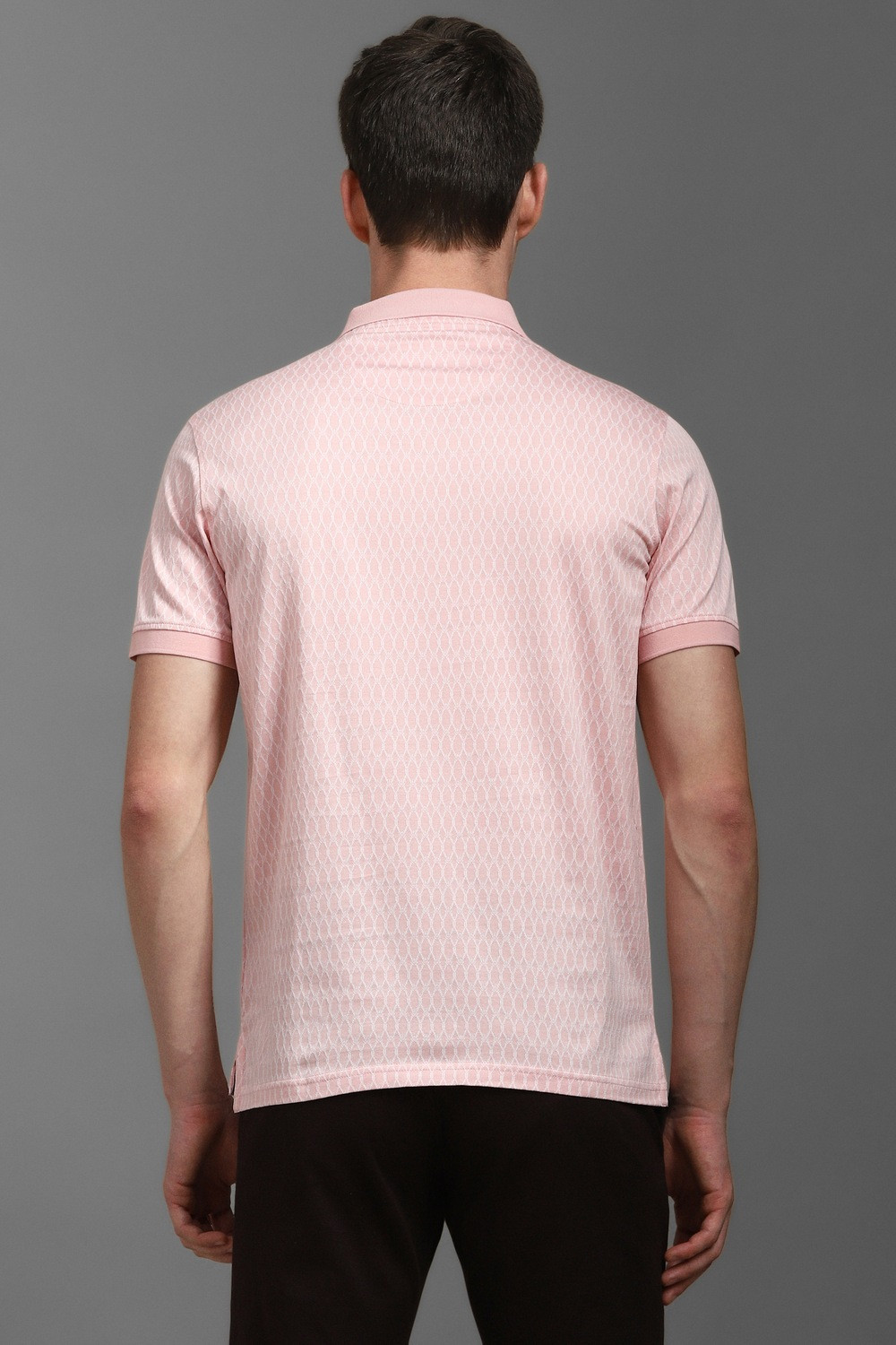 Image of LOUIS PHILIPPE Self Design Men Polo Neck Pink T-Shirt