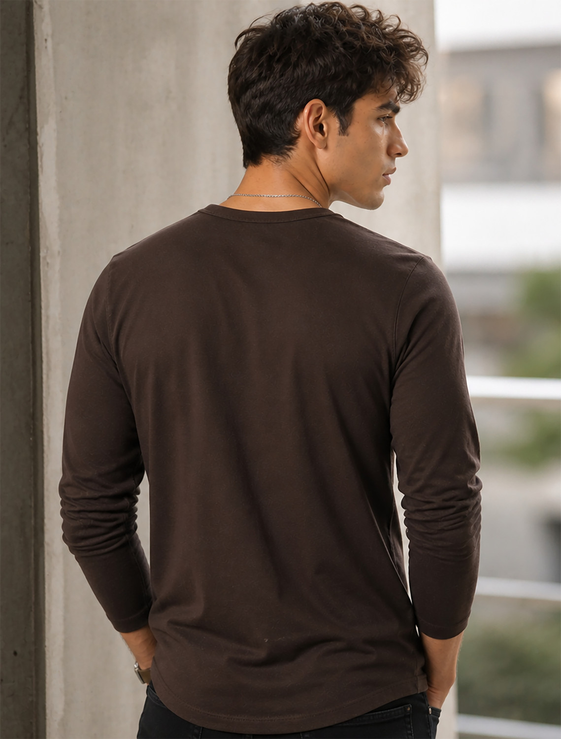 Image of Creation By London Hills Solid Men Round Neck Brown T-Shirt