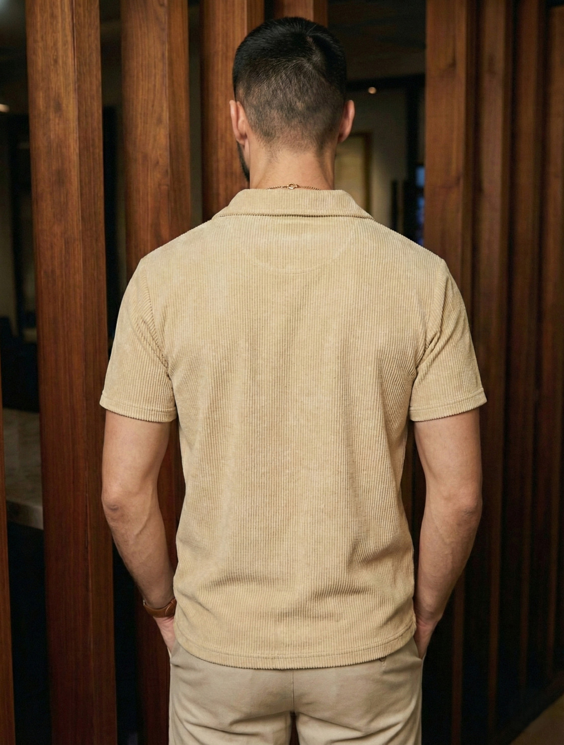 Image of Try This Men Solid Polo Neck Cotton Blend Black, Brown T-Shirt