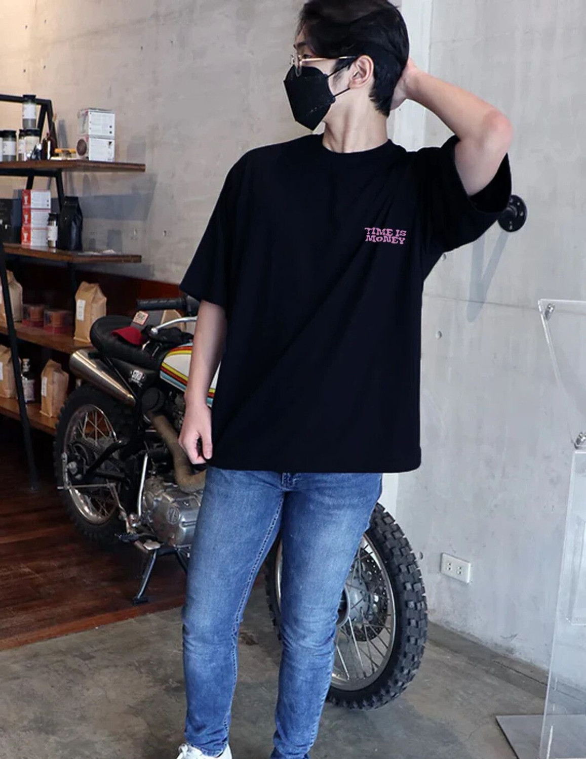 Image of RIGO Typography Men Round Neck Blue T-Shirt