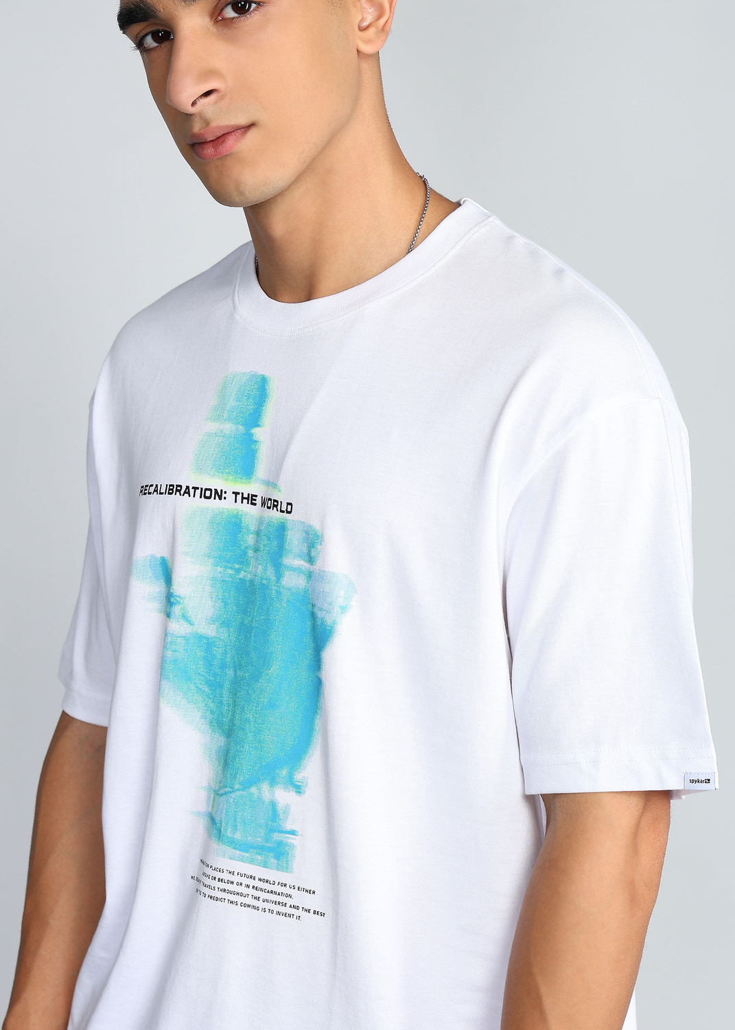 Image of Spykar Printed Men Round Neck White T-Shirt