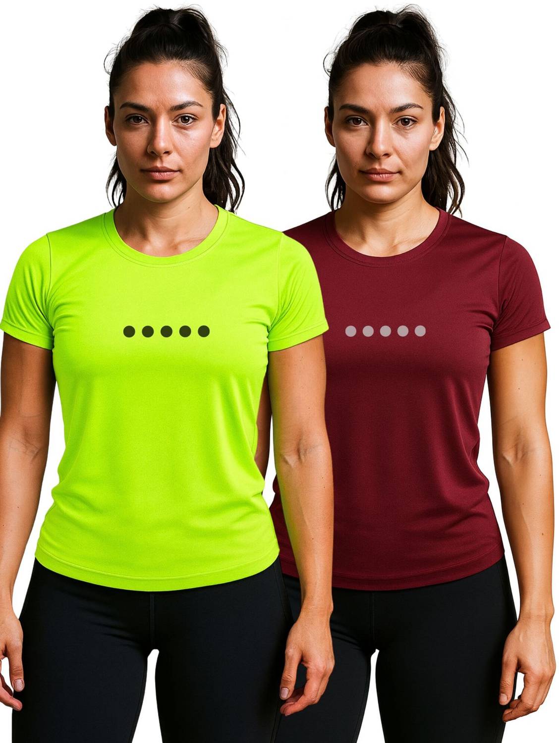 3colors Printed Women Round Neck Green, Maroon T-Shirt