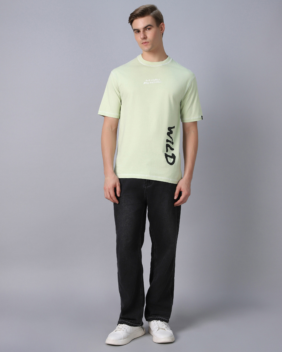 Image of BEWAKOOF Printed Men Round Neck Green T-Shirt