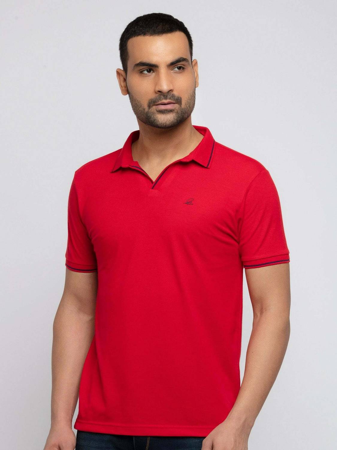 Status Quo Men Solid Polo Neck Polycotton Red T-Shirt