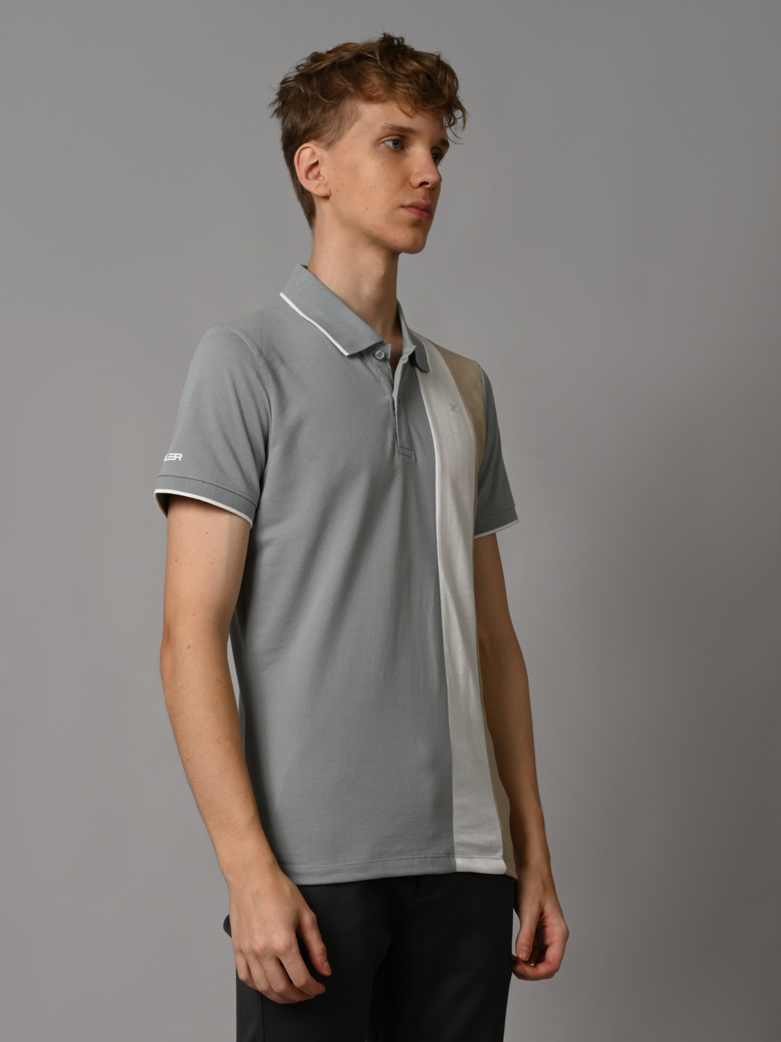 Image of KILLER Colorblock Men Polo Neck Multicolor T-Shirt
