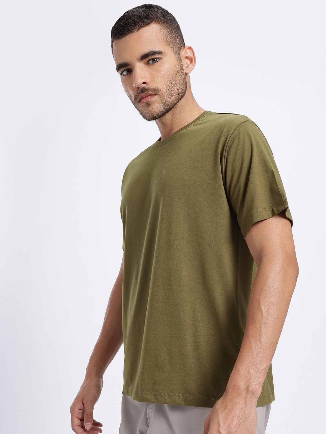 Image of Glitchez Printed Men Round Neck Green T-Shirt
