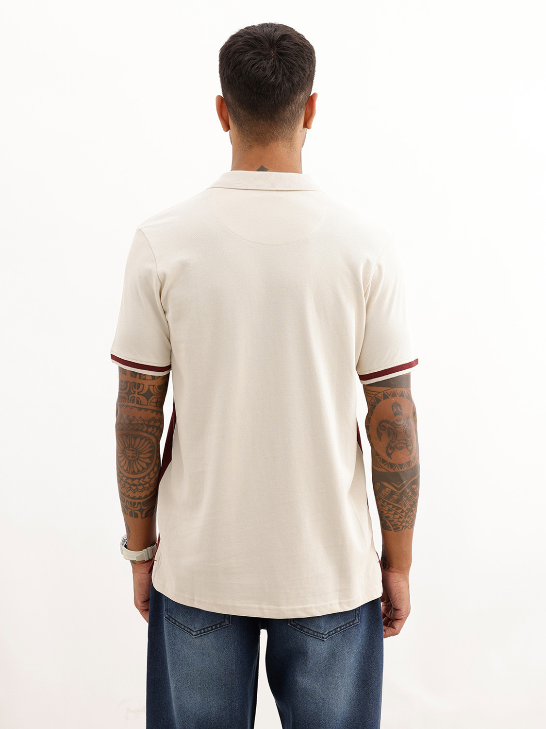 Image of WROGN Solid Men Polo Neck Red T-Shirt