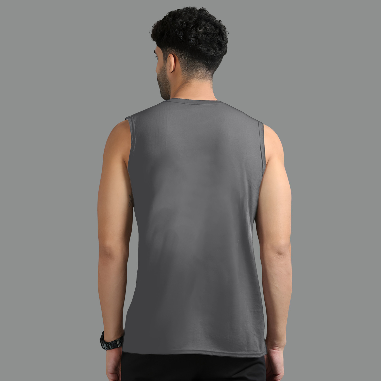 Image of Jangoboy Solid Men Round Neck Black, Grey T-Shirt