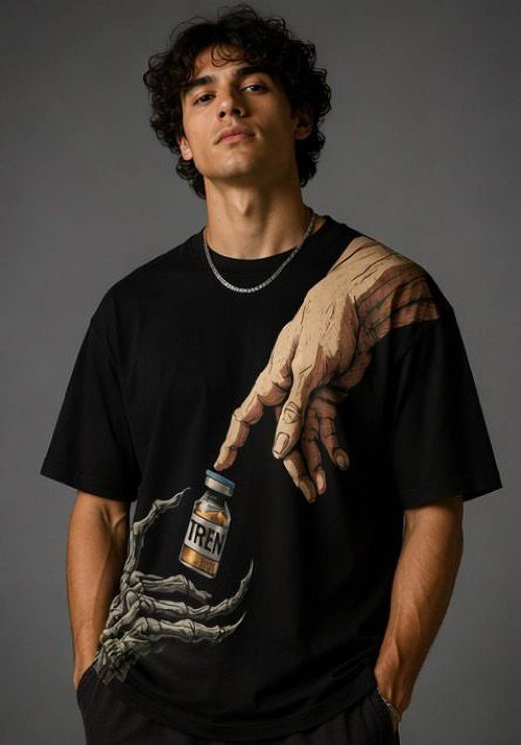 REDAPPAREL Men Black Round Neck Printed T-Shirt - Image 1