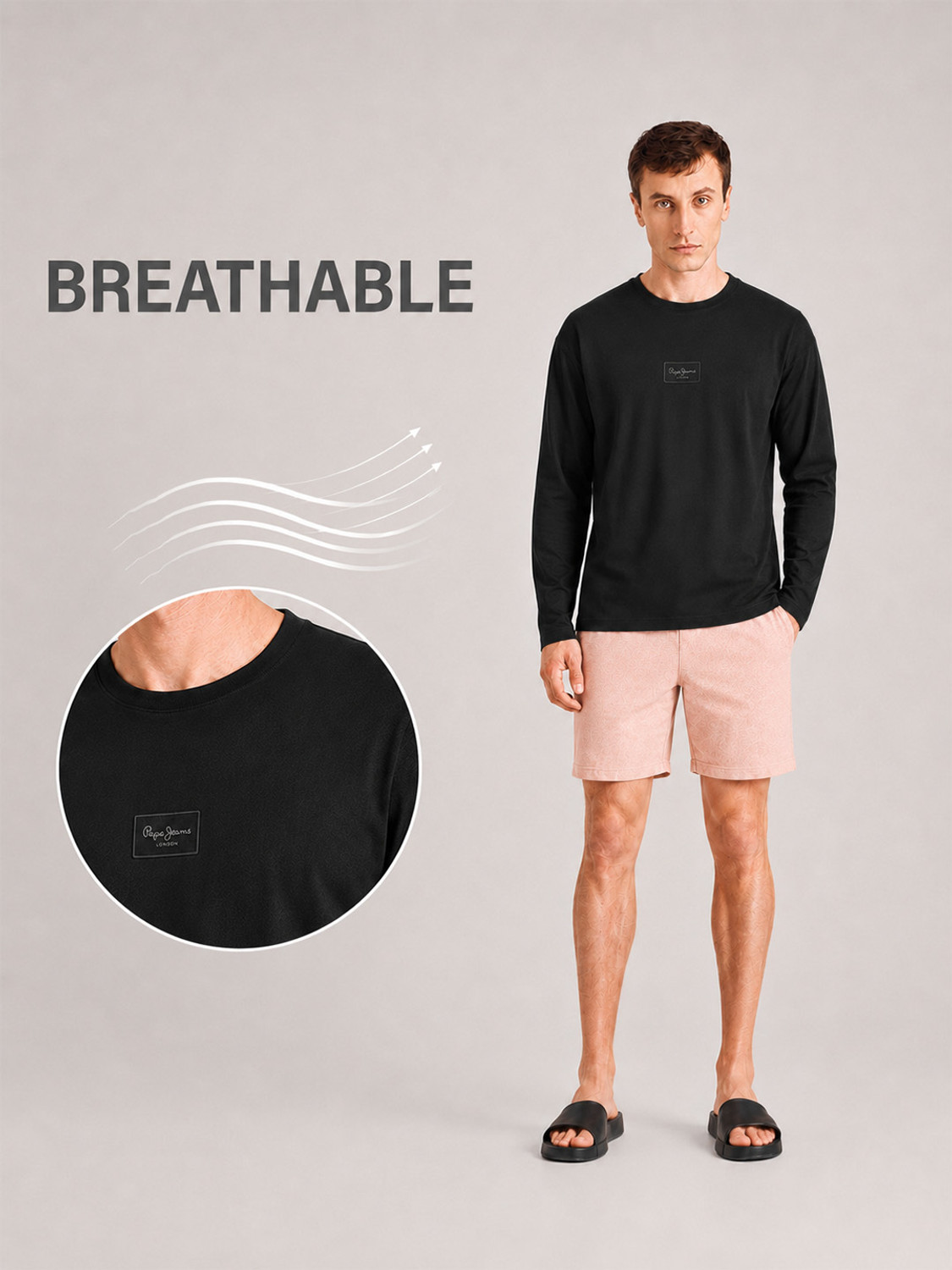 Image of Pepe Jeans Solid Men Round Neck Black T-Shirt