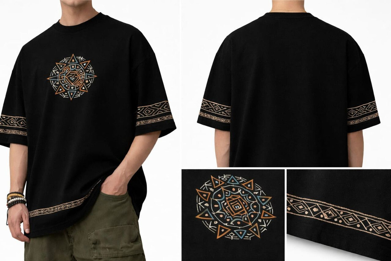 Image of Larren Devis Printed Men Round Neck Black T-Shirt