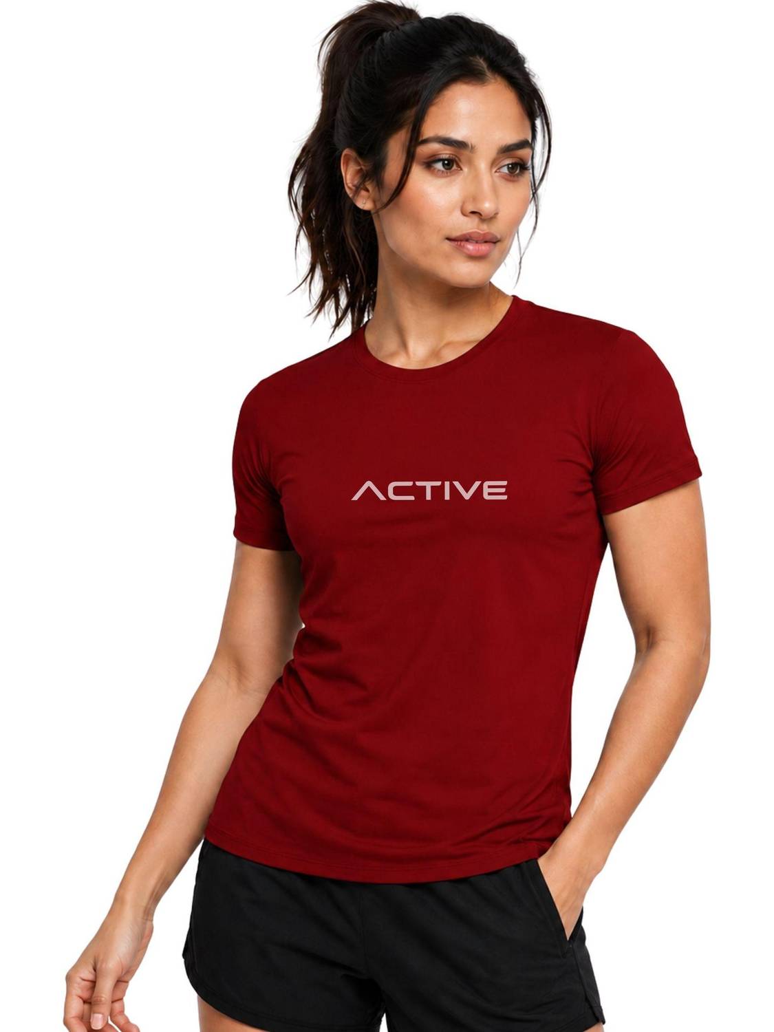 3colors Printed Women Round Neck Maroon T-Shirt