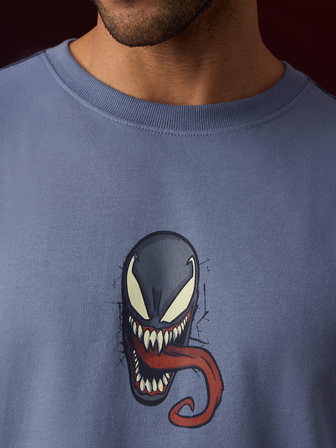 Image of The Souled Store Superhero Men Round Neck Grey T-Shirt