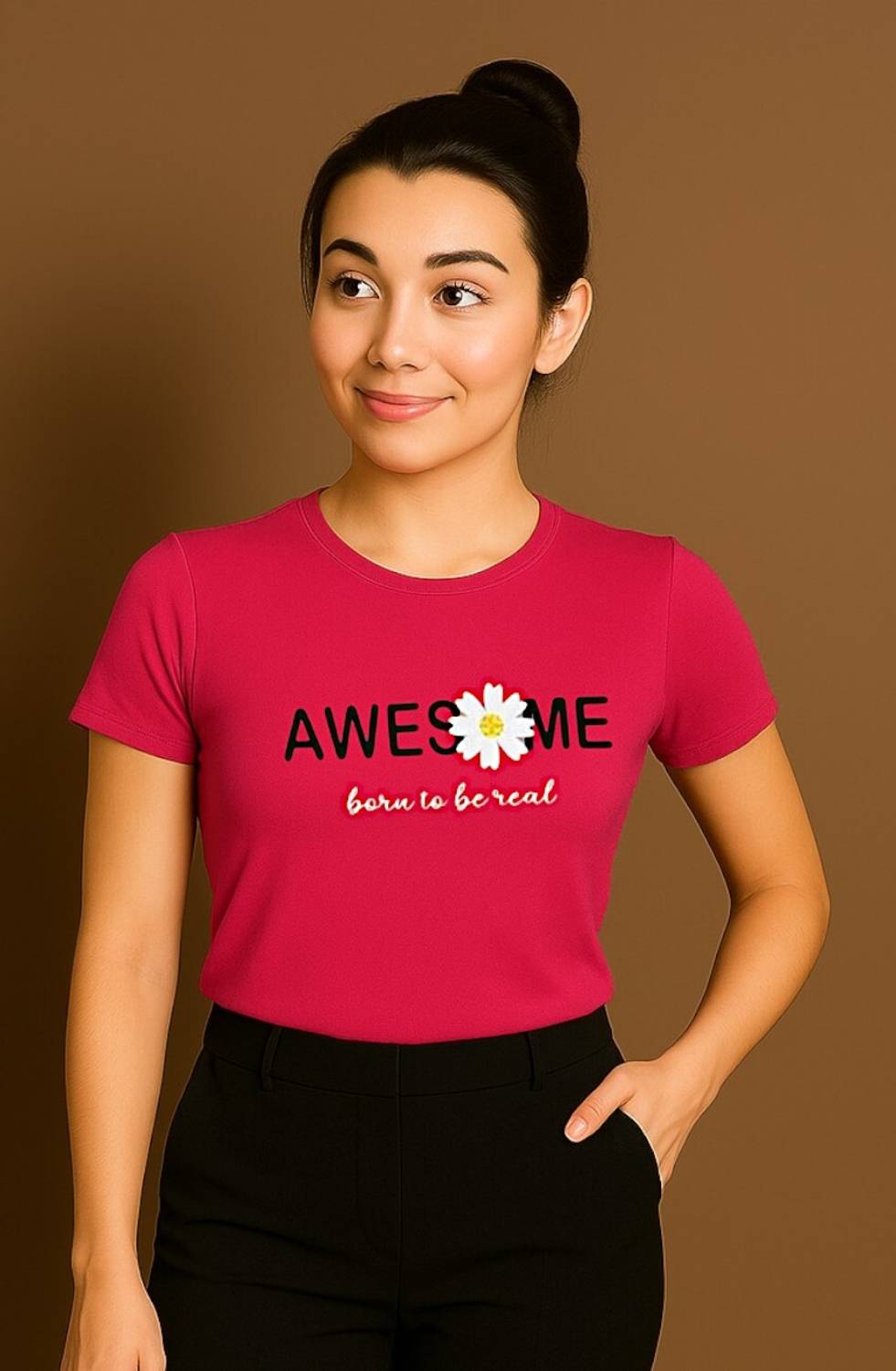 Attirea Graphic Print Women Round Neck Pink T-Shirt