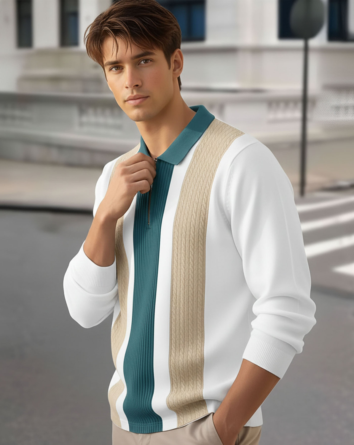Image of AUSK Full Sleeve Striped Men Sweatshirt