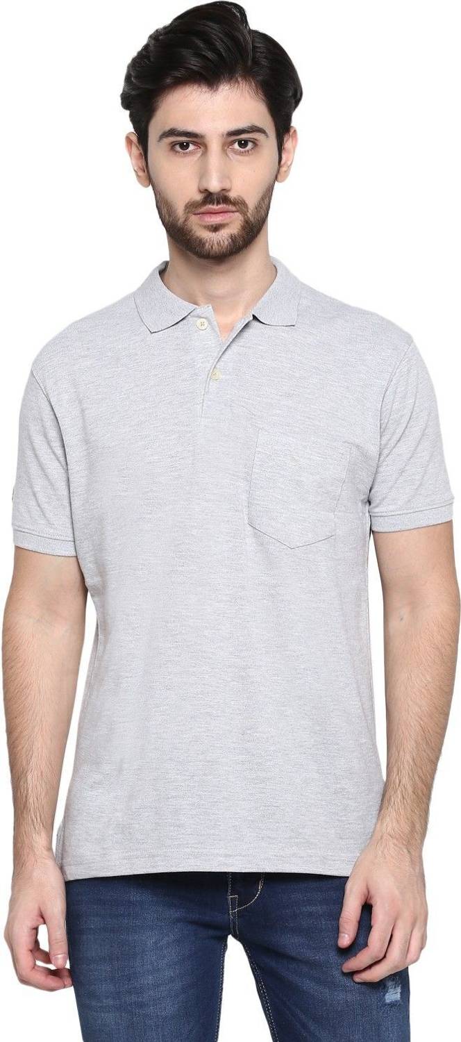 CANTABIL Solid Men Polo Neck Grey T-Shirt