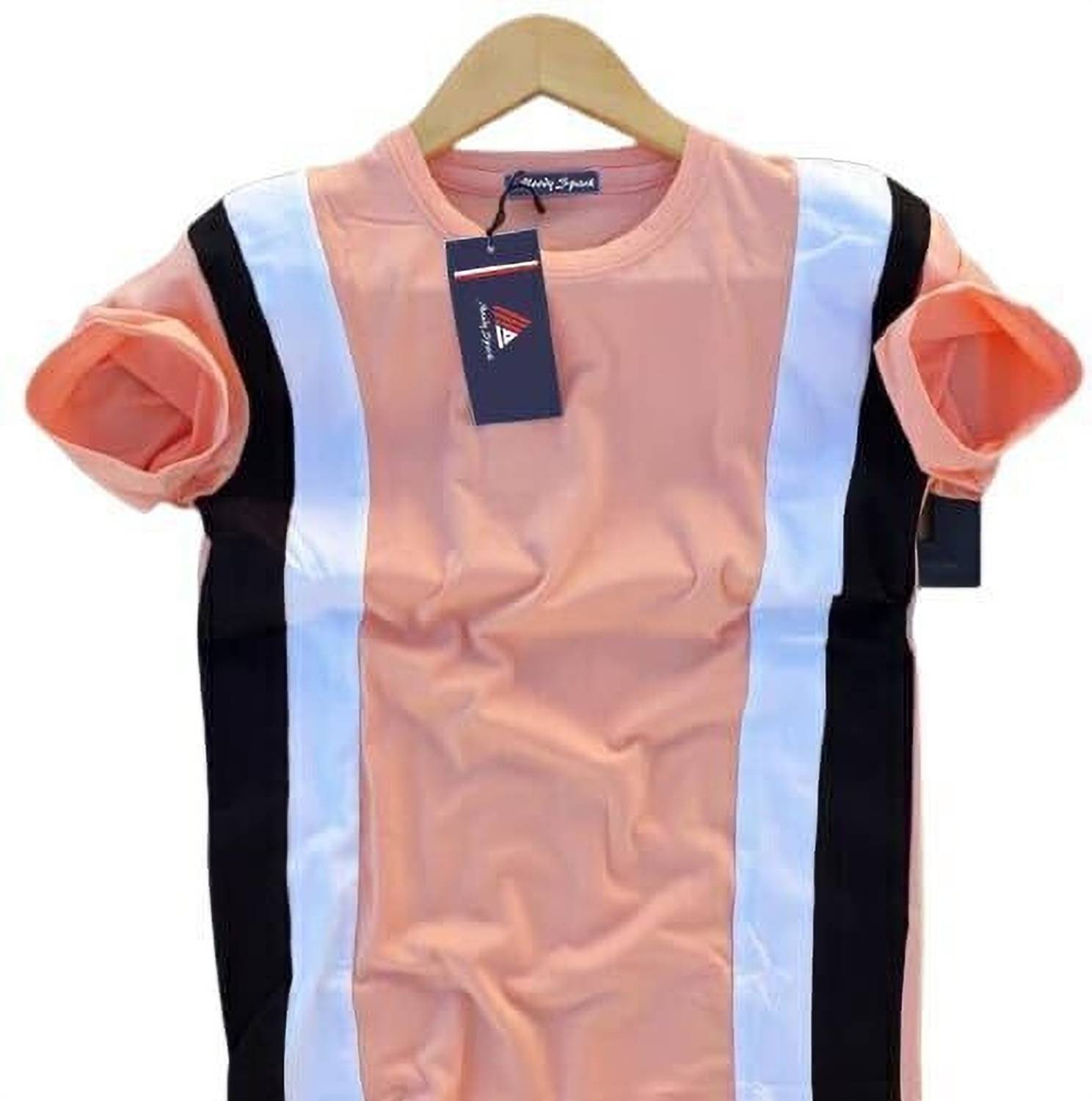 squareretails Men Grey, Pink Striped T-Shirt - Image 4