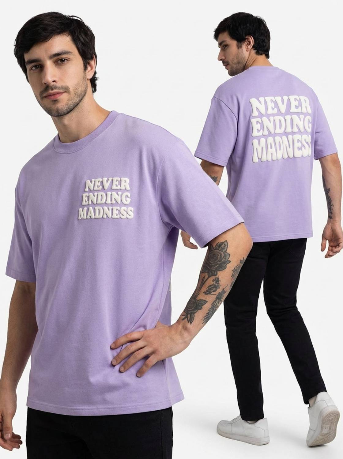 HEATHEX Printed Men Round Neck Purple T-Shirt - Image 4