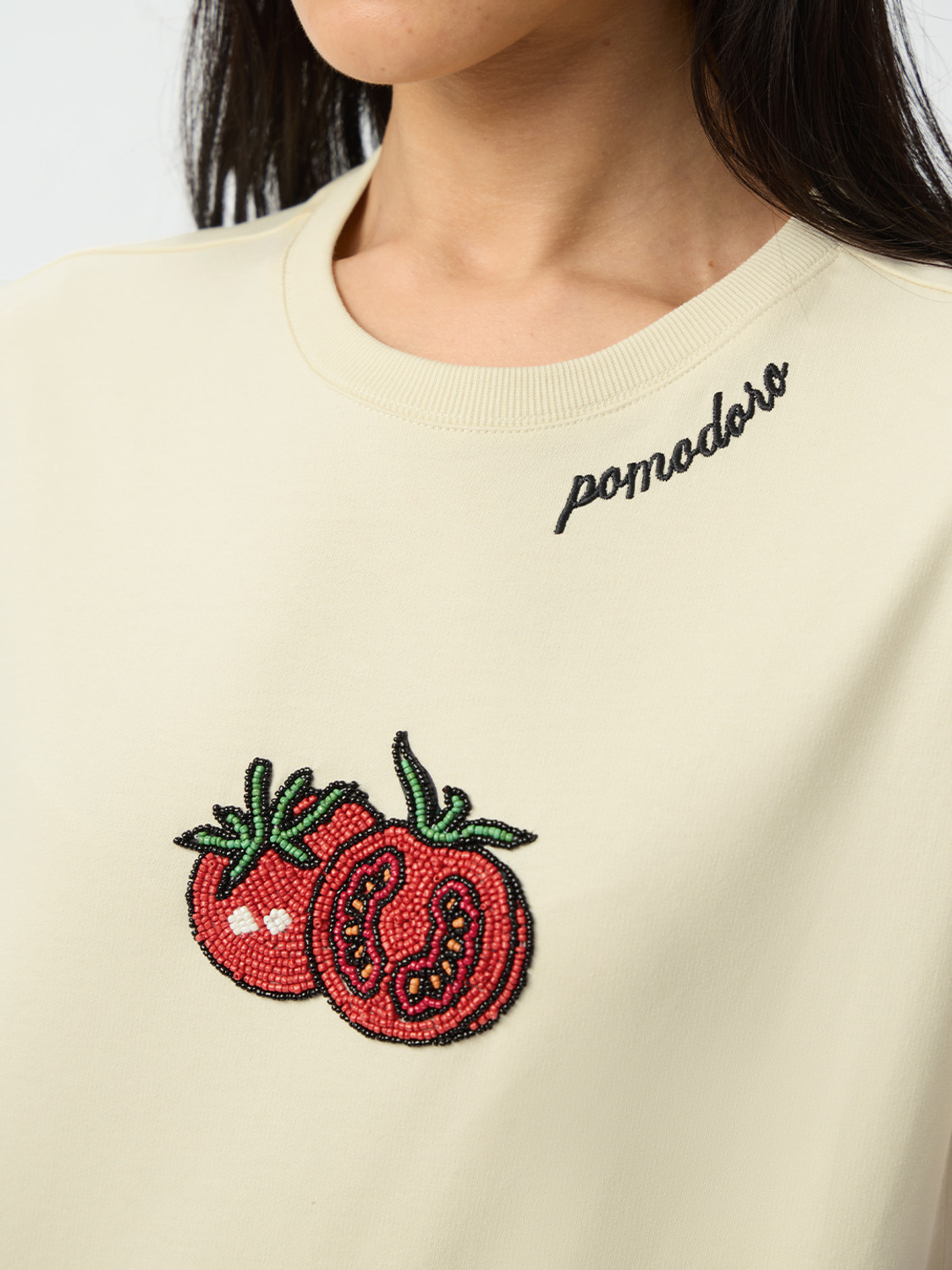 Image of The Souled Store Embroidered Women Round Neck Beige T-Shirt