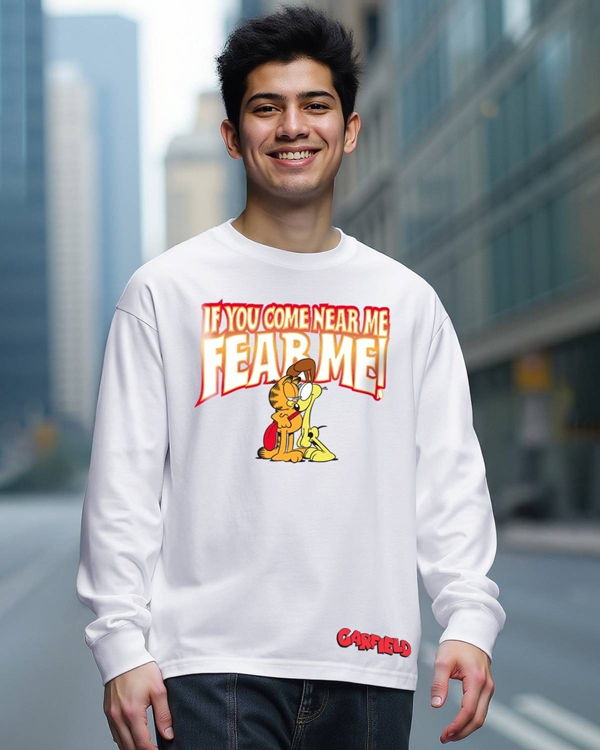 Currently unavailable Oversized Men Graphic Print Round Neck Pure Cotton White T-Shirt