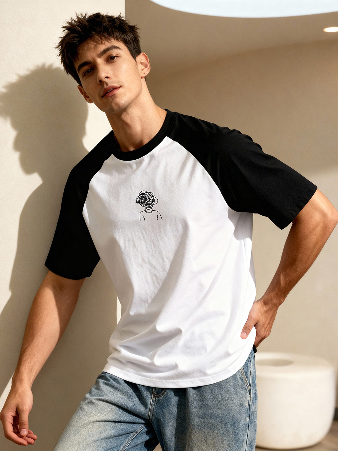 Image of TOM MILTON Men Graphic Print Round Neck Pure Cotton White T-Shirt