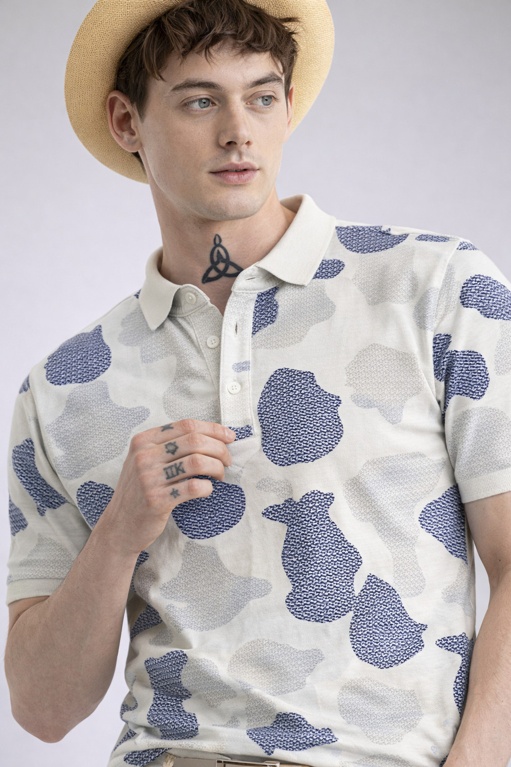 Image of CELLUX Abstract Men Polo Neck Multicolor T-Shirt