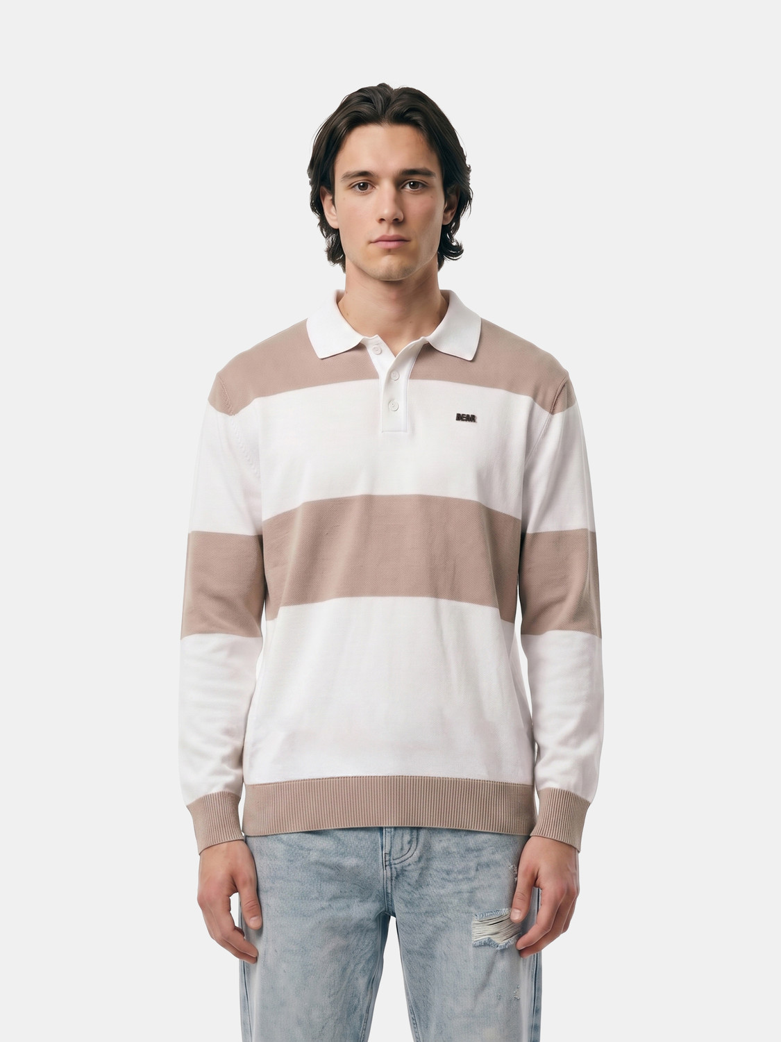 Image of THE BEAR HOUSE Colorblock Men Polo Neck Multicolor T-Shirt