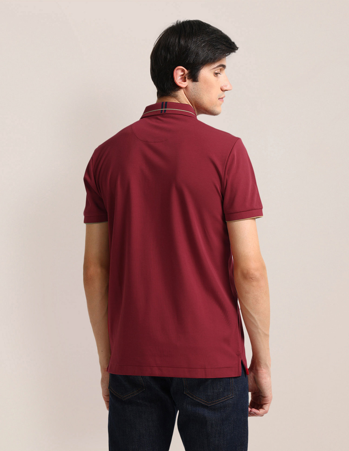 Image of U.S. POLO ASSN. Solid Men Polo Neck Maroon T-Shirt