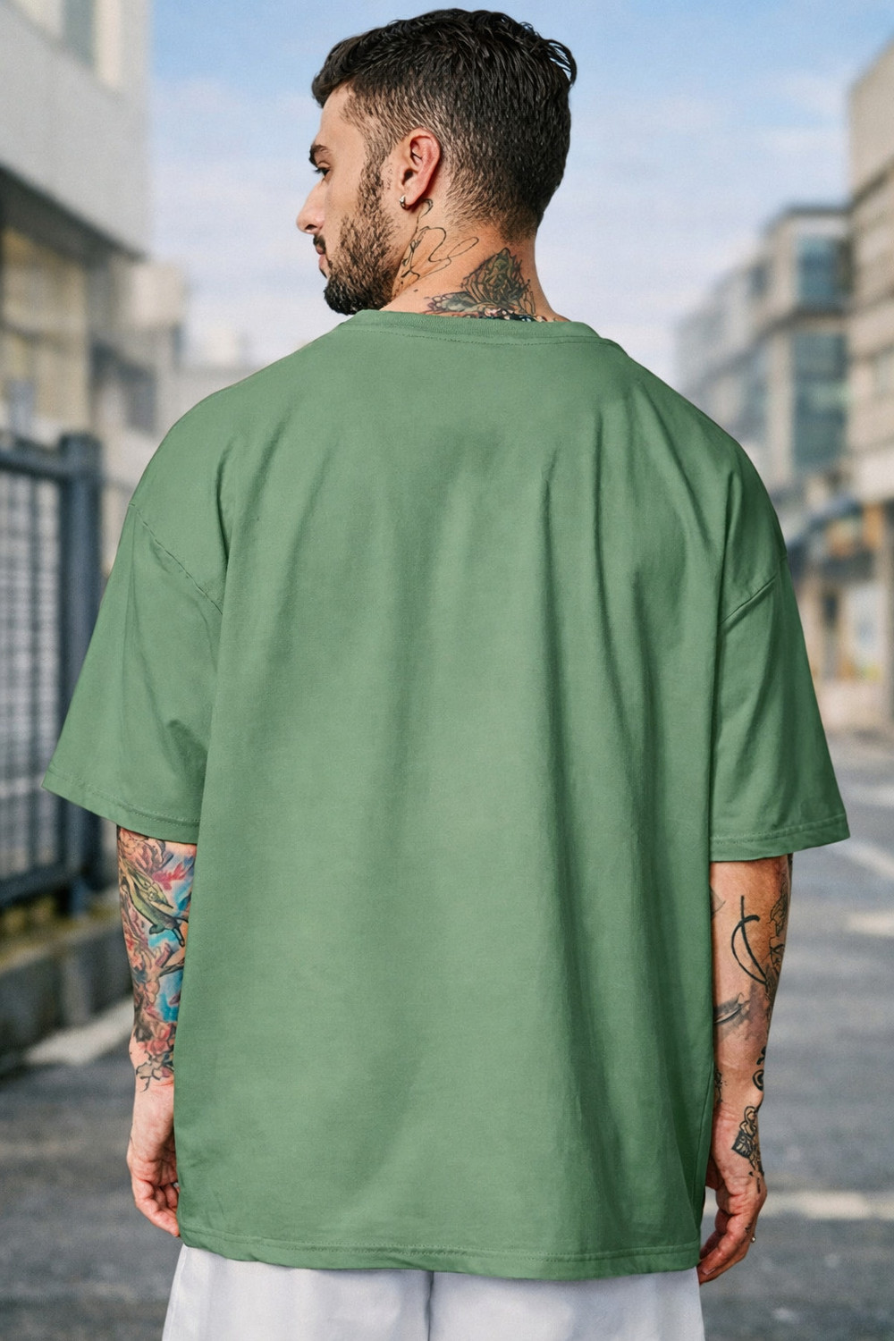 Image of London Hills Printed Men Round Neck Green T-Shirt