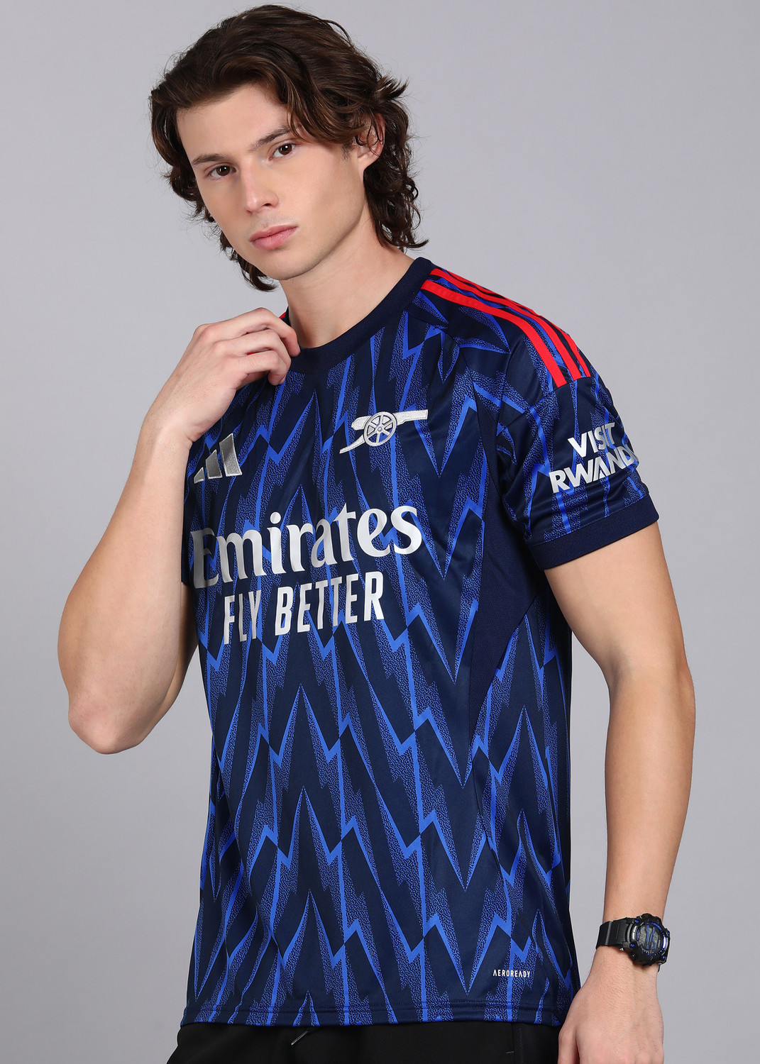 Image of ADIDAS Men Printed Round Neck Polyester Blue T-Shirt