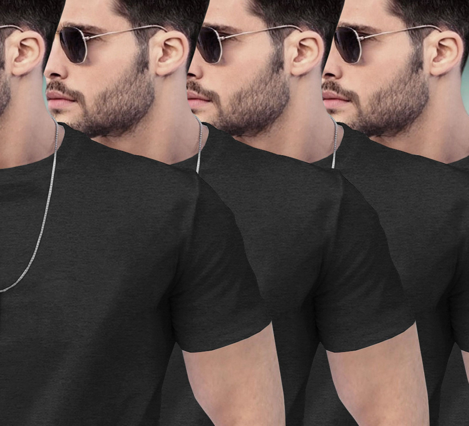Image of TRIPR Solid Men Round Neck Black T-Shirt