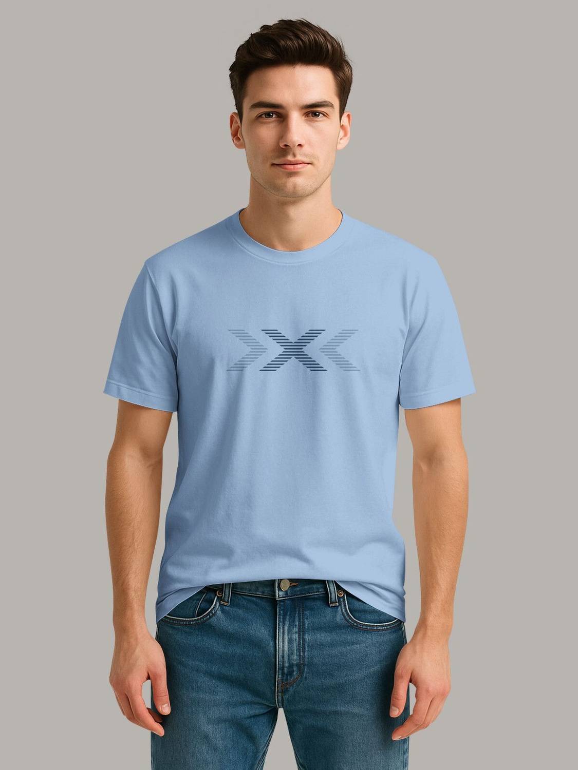 Bullmer Graphic Print Men Round Neck Blue T-Shirt