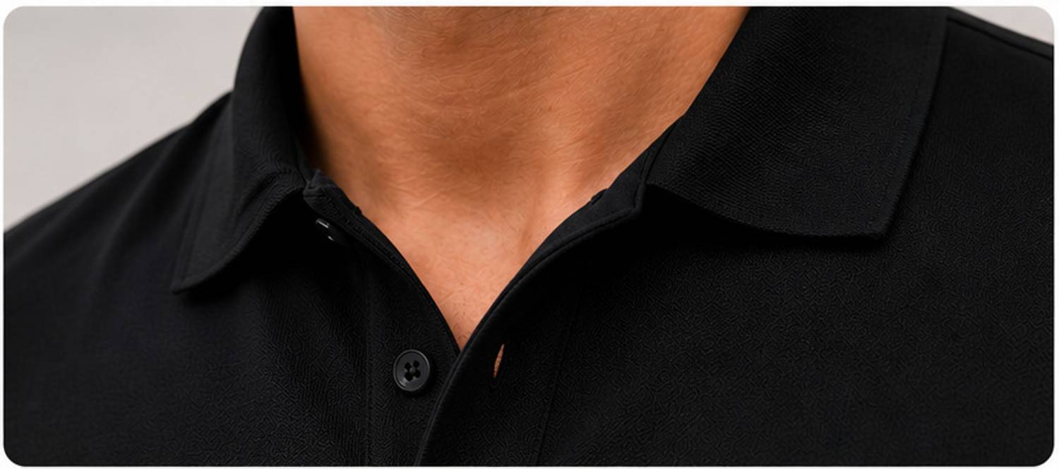 sports mtex Solid Men Polo Neck Black T-Shirt - Image 4