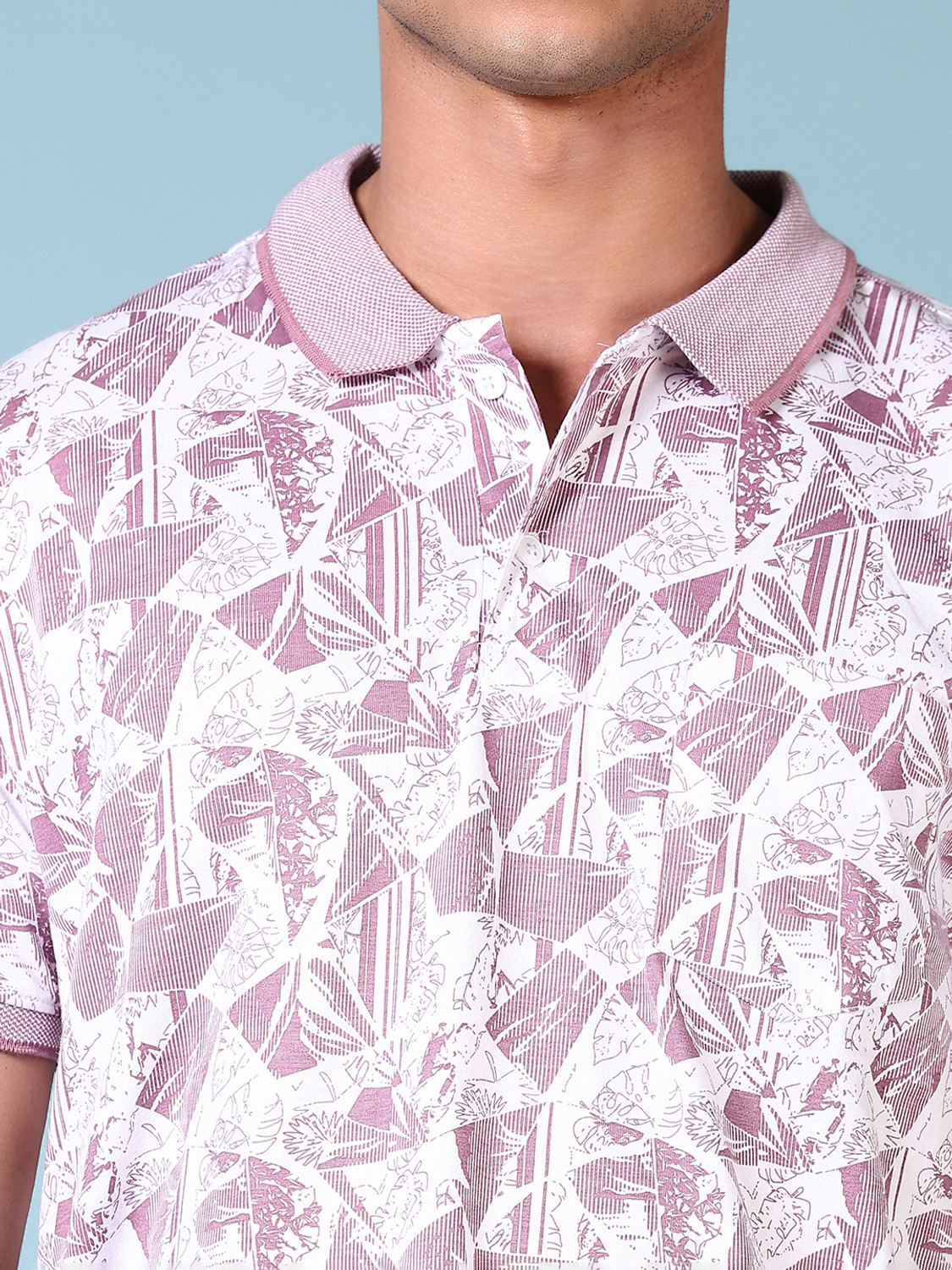 Image of V-MART Printed Men Polo Neck Purple T-Shirt