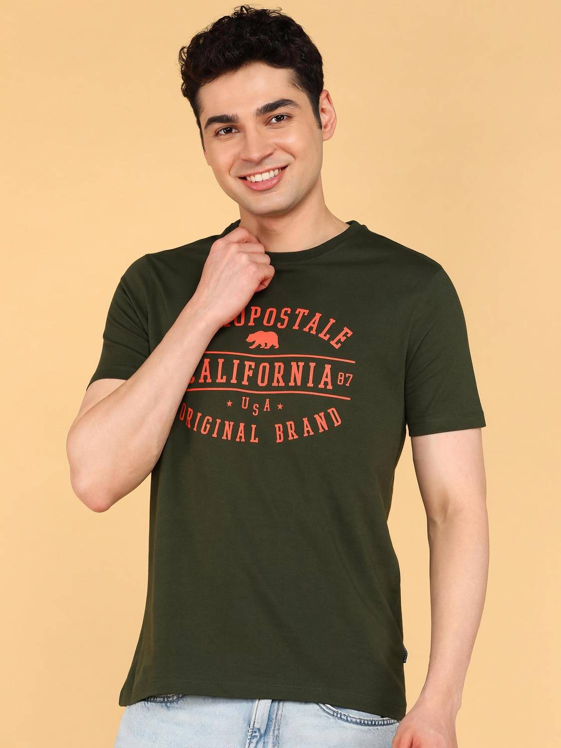AEROPOSTALE Printed Men Round Neck Green T-Shirt