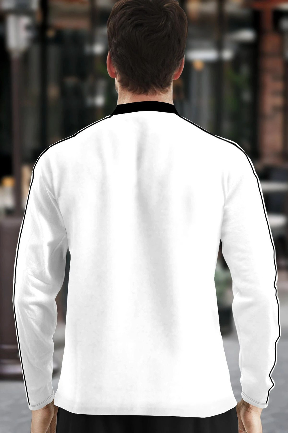 Image of TRIPR Solid Men Mandarin Collar White, Black T-Shirt