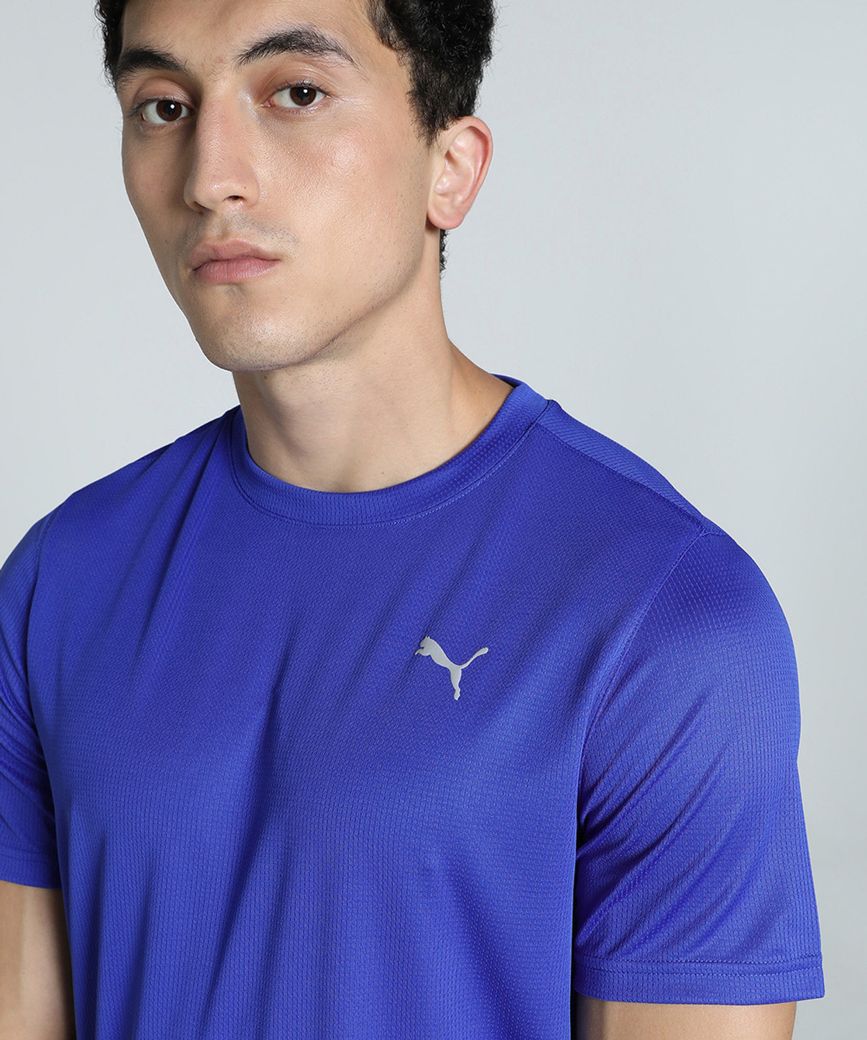 Image of PUMA Printed Men Round Neck Blue T-Shirt