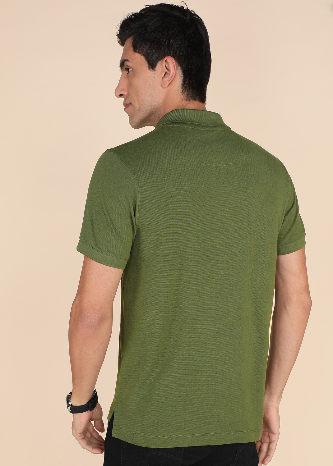 Image of U.S. POLO ASSN. Solid Men Polo Neck Light Green T-Shirt