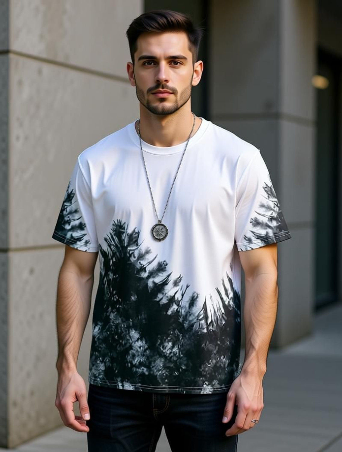 Image of Celebrino Typography Men Round Neck White, Black T-Shirt