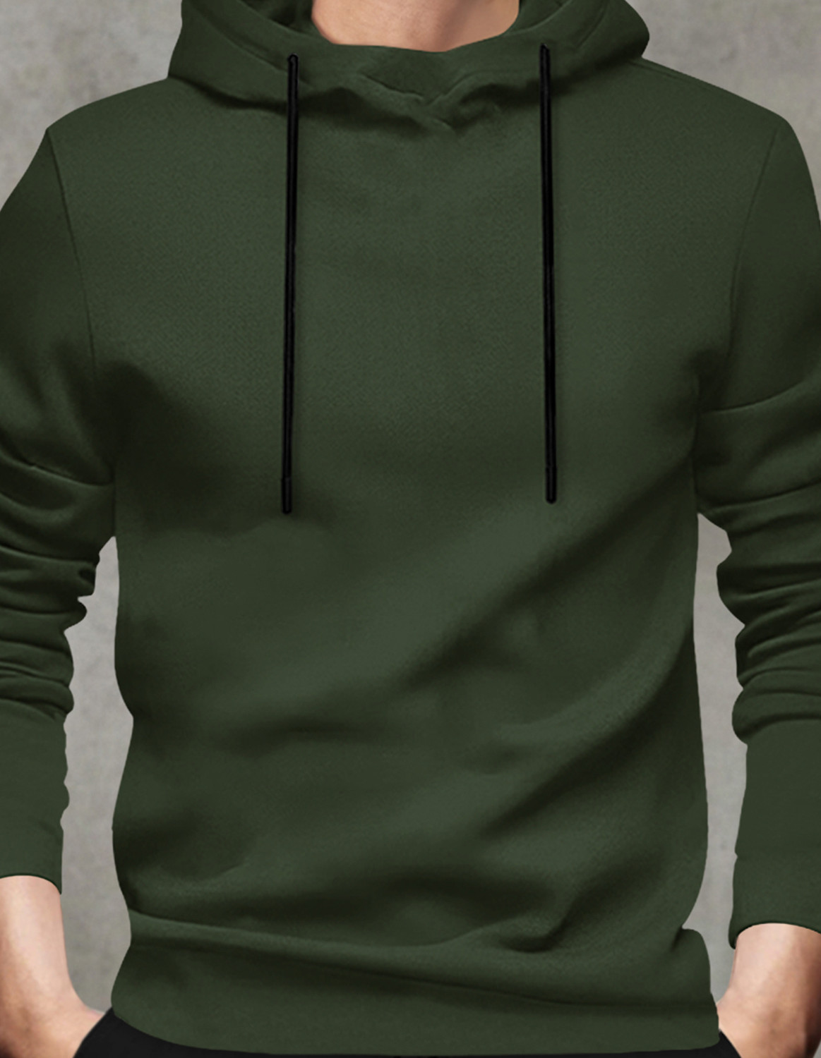 Image of TESSERACT Solid Men Hooded Neck Dark Green T-Shirt