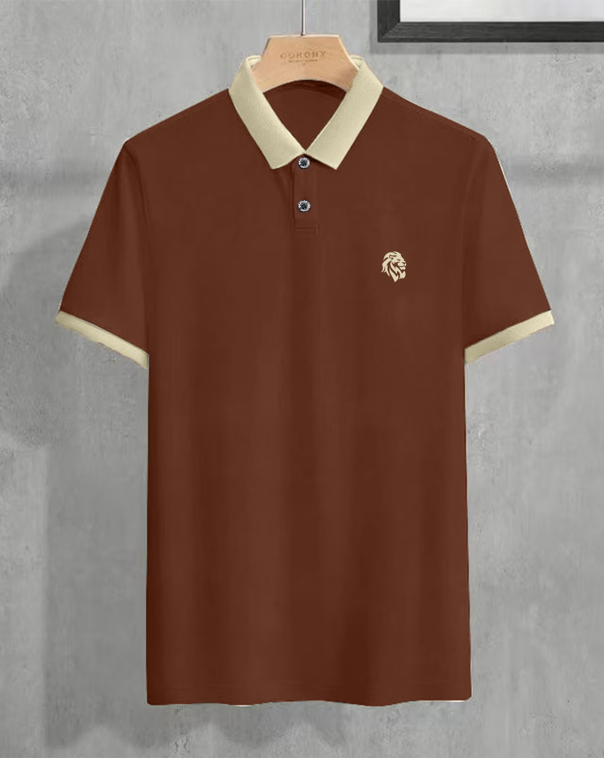 Image of JUST ROAR Colorblock Men Polo Neck Multicolor T-Shirt